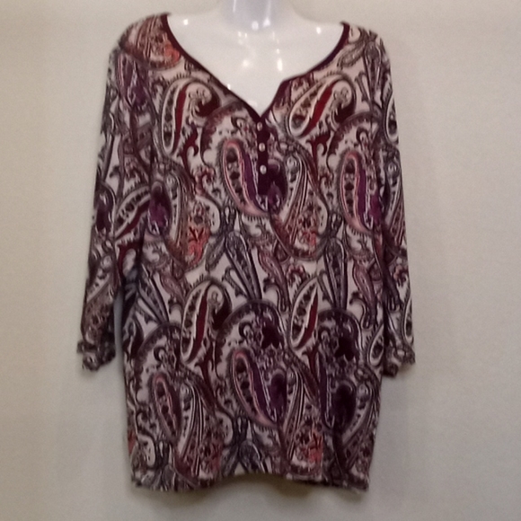 Croft & Barrow Paisley Print Top - Picture 6 of 14